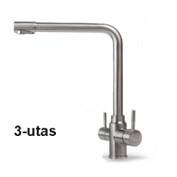 Konyhai csaptelep víztisztítóhoz, 3-utas, Modern dizájn, HAJLÍTOTT, INOX